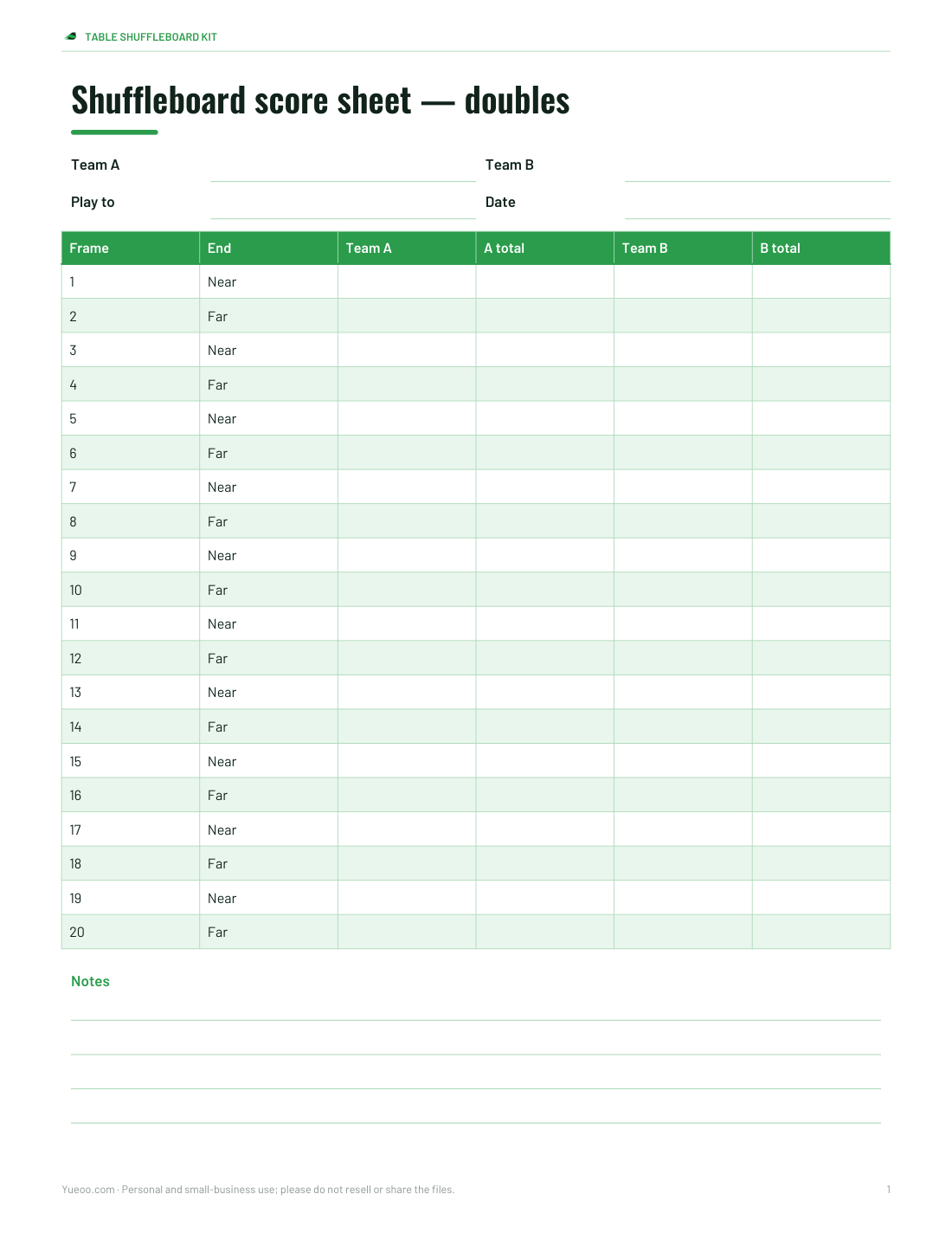 Preview of the first page of Doubles score sheet (PDF)